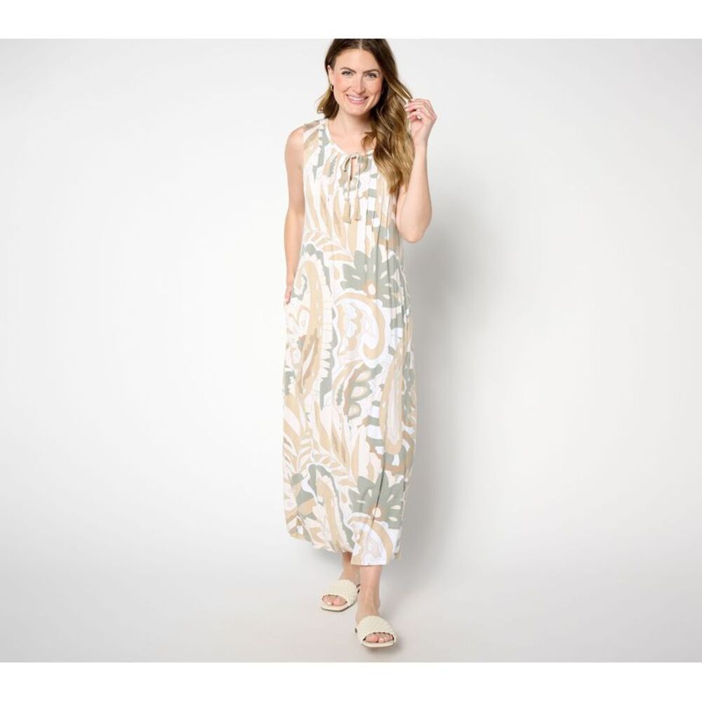 Bernini Women's Dress Sz S Paisley Paradise Tassel Maxi Brown A676802